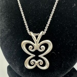 JAMES AVERY Sterling Silver Scroll Butterfly Pendant Charm Necklace; RETIRED
